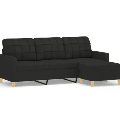 vidaXL Driezitsbank met voetenbank 180 cm stof zwart