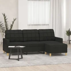 vidaXL Driezitsbank met voetenbank 180 cm stof zwart