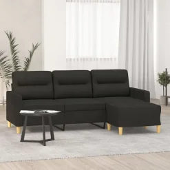 vidaXL Driezitsbank met voetenbank 180 cm stof zwart