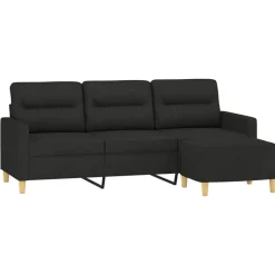 vidaXL Driezitsbank met voetenbank 180 cm stof zwart