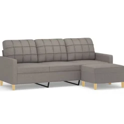 vidaXL Driezitsbank met voetenbank 180 cm stof taupe