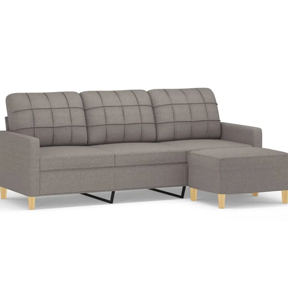 vidaXL Driezitsbank met voetenbank 180 cm stof taupe