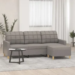 vidaXL Driezitsbank met voetenbank 180 cm stof taupe