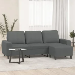 vidaXL Driezitsbank met voetenbank 180 cm stof donkergrijs