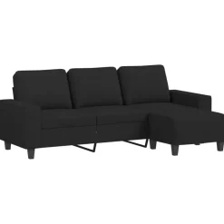 vidaXL Driezitsbank met voetenbank 180 cm stof zwart