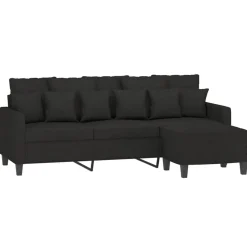 vidaXL Driezitsbank met voetenbank 180 cm stof zwart