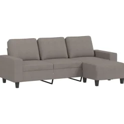 vidaXL Driezitsbank met voetenbank 180 cm stof taupe