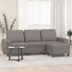 vidaXL Driezitsbank met voetenbank 180 cm stof taupe