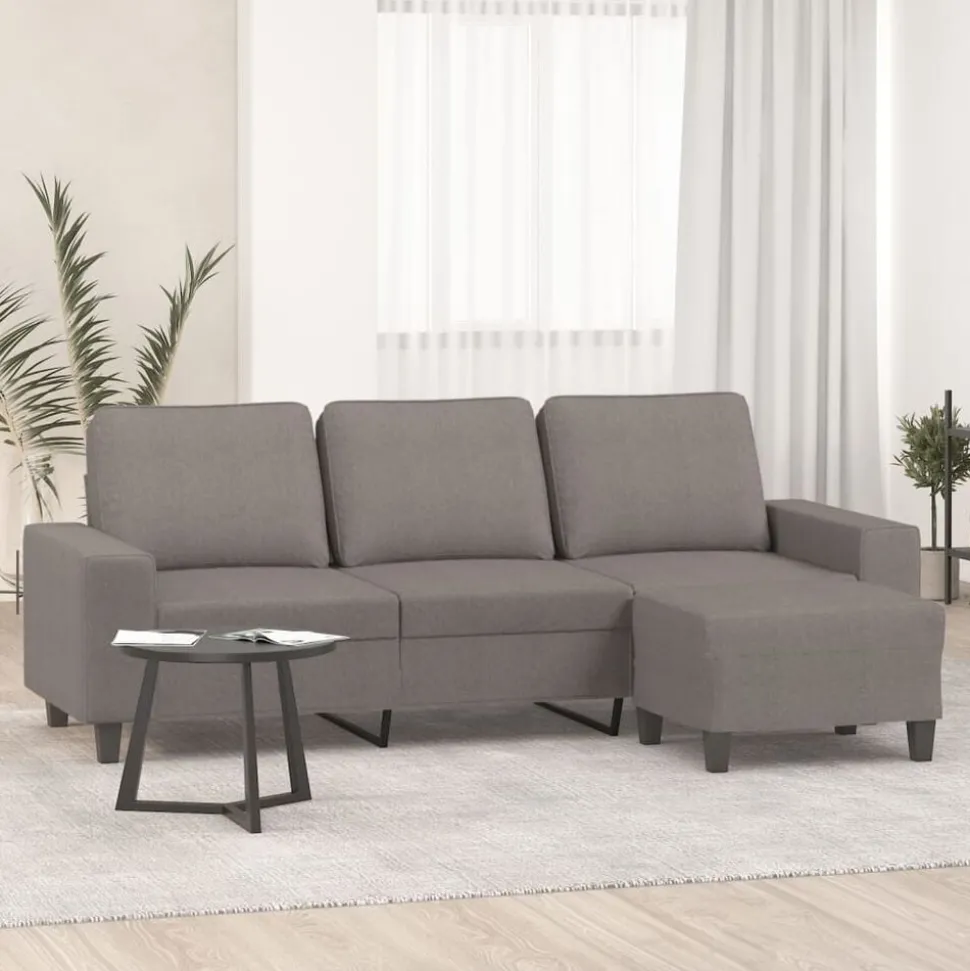 vidaXL Driezitsbank met voetenbank 180 cm stof taupe