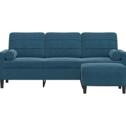 vidaXL Driezitsbank met voetenbank 180 cm fluweel blauw