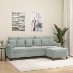 vidaXL Driezitsbank met voetenbank 180 cm fluweel zwart