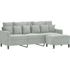 vidaXL Driezitsbank met voetenbank 180 cm fluweel zwart