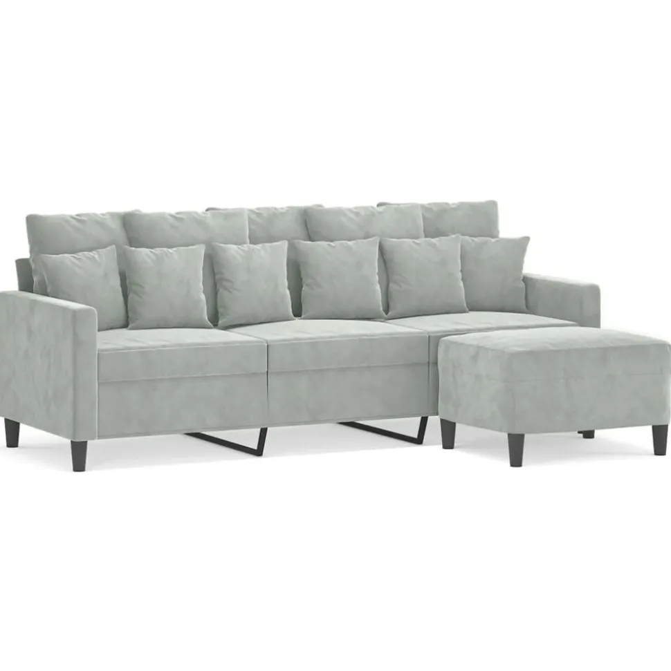 vidaXL Driezitsbank met voetenbank 180 cm fluweel blauw