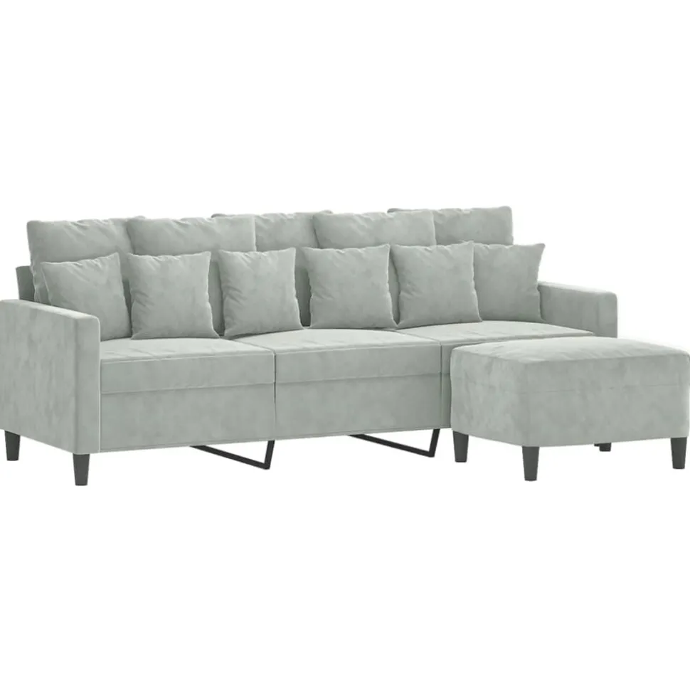 vidaXL Driezitsbank met voetenbank 180 cm fluweel blauw