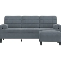 vidaXL Driezitsbank met voetenbank 180 cm fluweel donkergrijs
