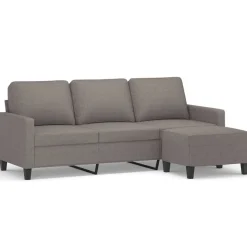 vidaXL Driezitsbank met voetenbank 180 cm stof taupe