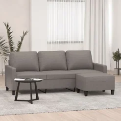 vidaXL Driezitsbank met voetenbank 180 cm stof taupe