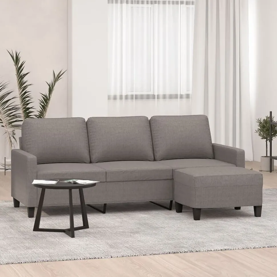 vidaXL Driezitsbank met voetenbank 180 cm stof taupe