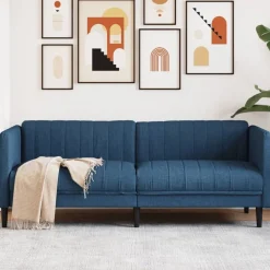 vidaXL Driezitsbank stof blauw