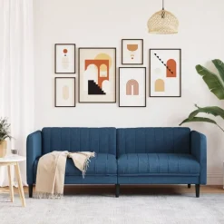 vidaXL Driezitsbank stof blauw