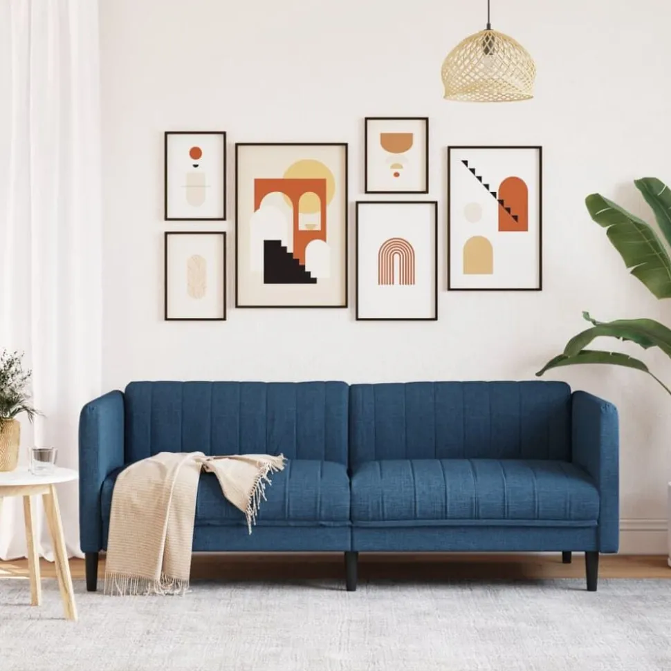 vidaXL Driezitsbank stof blauw