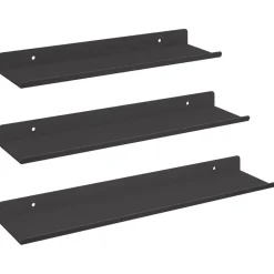 vidaXL Drijvende plank 3 pcs Zwart 40 x 9 x 2,5 cm Staal