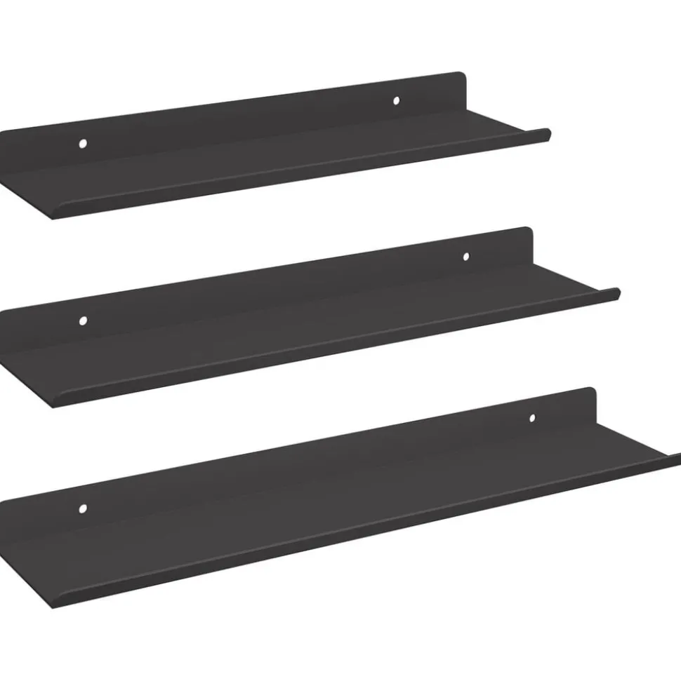 vidaXL Drijvende plank 3 pcs Zwart 40 x 9 x 2,5 cm Staal