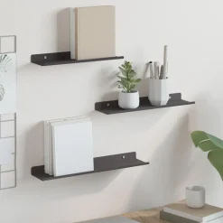 vidaXL Drijvende plank 3 pcs Zwart 40 x 9 x 2,5 cm Staal