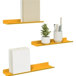 vidaXL Drijvende plank 3 pcs Mosterdgeel 40 x 9 x 2,5 cm Staal