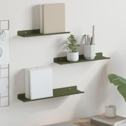vidaXL Drijvende plank 3 pcs Olijf Groen 40 x 9 x 2,5 cm Staal