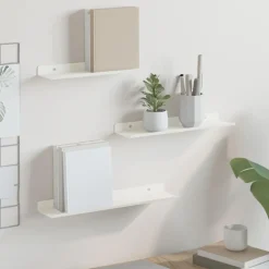 vidaXL Drijvende plank Wandgemonteerd 3 pcs Wit 40 x 9 x 2,5 cm Staal