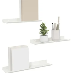 vidaXL Drijvende plank Wandgemonteerd 3 pcs Wit 40 x 9 x 2,5 cm Staal