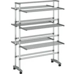 vidaXL Droogrek met wieltjes 89x64x129 cm aluminium