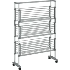 vidaXL Droogrek met wieltjes 89x64x129 cm aluminium