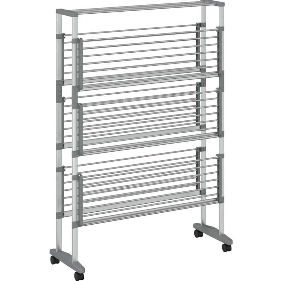 vidaXL Droogrek met wieltjes 89x64x129 cm aluminium