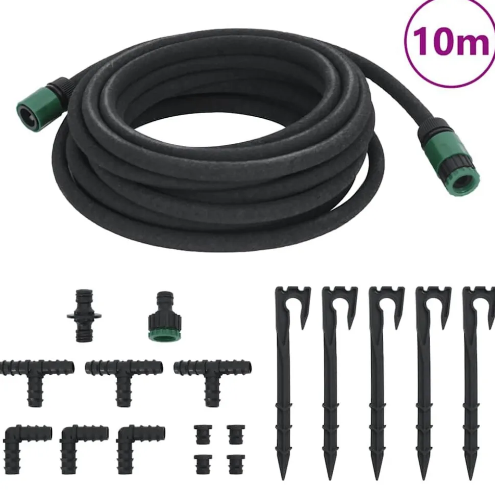 vidaXL Druppelslang 0,6'' 10 m rubber zwart