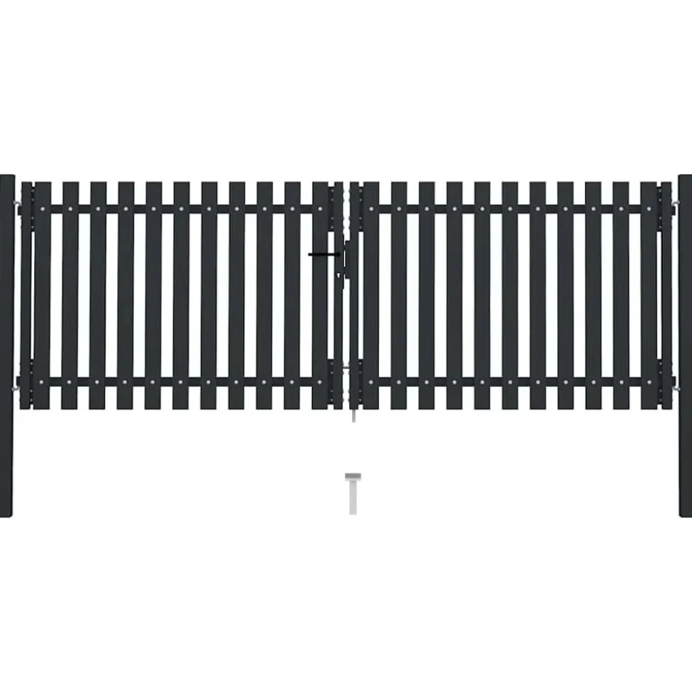 vidaXL Dubbele poort met deur staal 300x75 cm antraciet