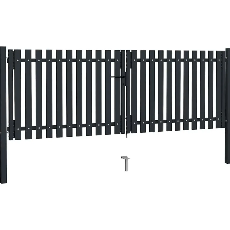 vidaXL Dubbele poort met deur staal 300x75 cm antraciet