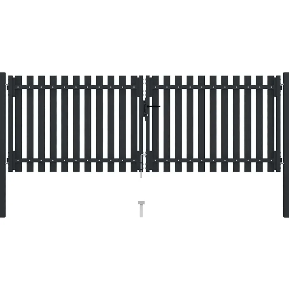 vidaXL Dubbele poort met deur staal 300x75 cm antraciet