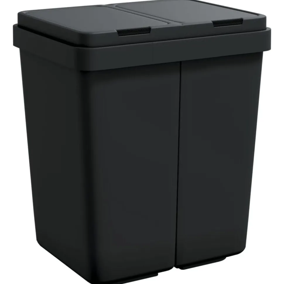 vidaXL Dubbele vuilnisbak 2x25 L antracietkleurig