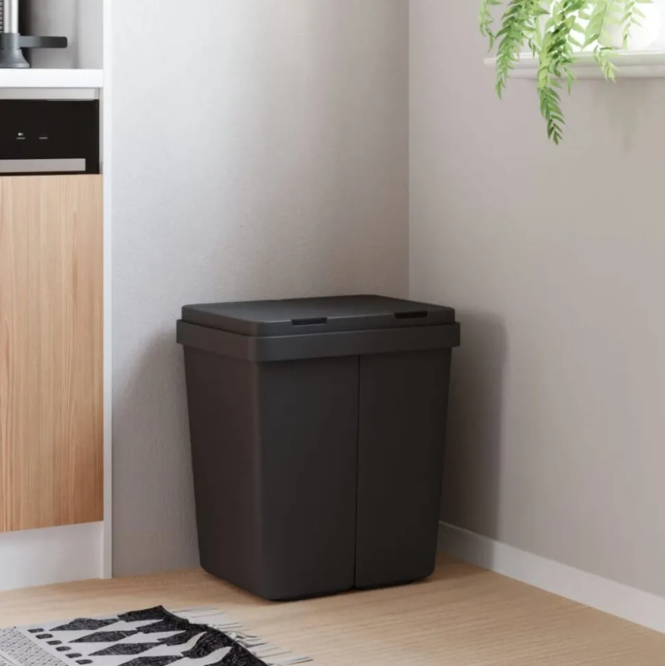 vidaXL Dubbele vuilnisbak 2x25 L antracietkleurig