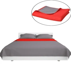 vidaXL Dubbelzijdige quilt bedsprei rood en grijs 170x210 cm