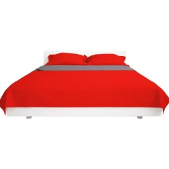 vidaXL Dubbelzijdige quilt bedsprei rood en grijs 170x210 cm