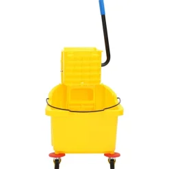 vidaXL Dweilemmer met wringer en wielen 36 L polypropeen geel