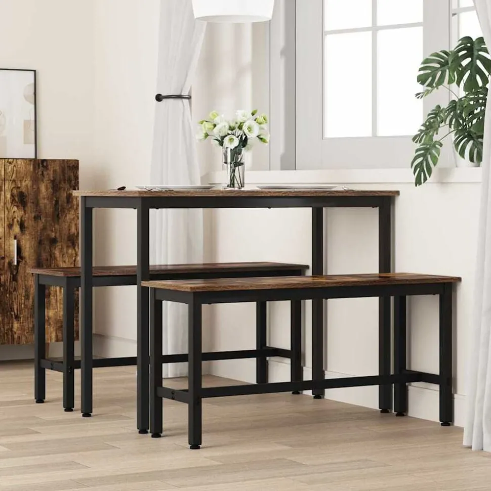 vidaXL Eetbank Gerookt eiken 100 x 32,5 x 48,5 cm