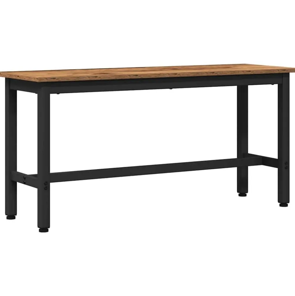 vidaXL Eetbank Oudhout 100 x 32,5 x 48,5 cm Engineered hout en staal