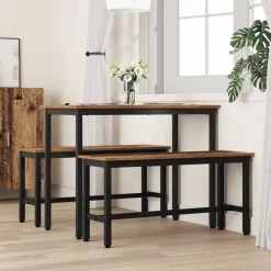 vidaXL Eetbank Oudhout 100 x 32,5 x 48,5 cm Engineered hout en staal