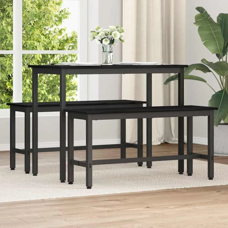 vidaXL Eetbank Zwart Eiken 100 x 32,5 x 48,5 cm