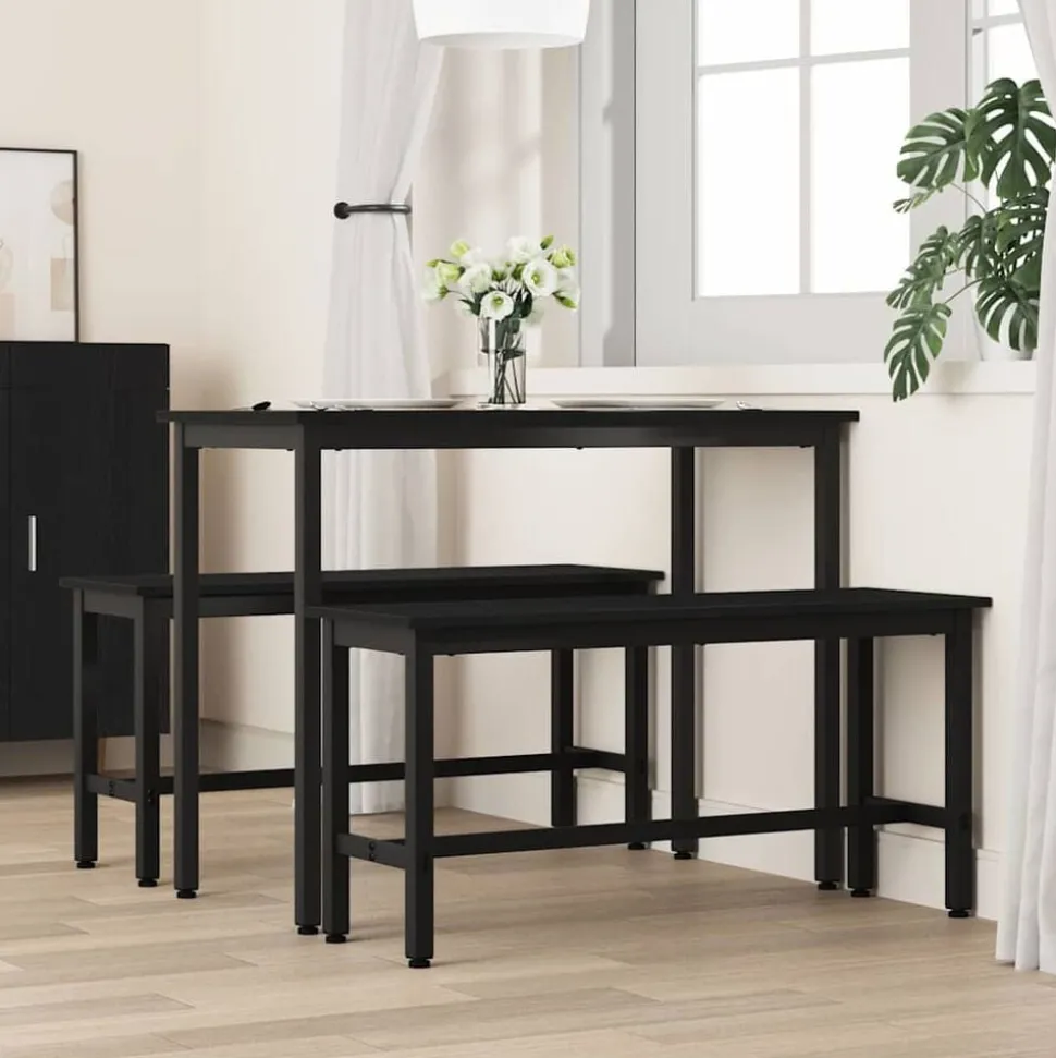 vidaXL Eetbank Zwart Eiken 100 x 32,5 x 48,5 cm