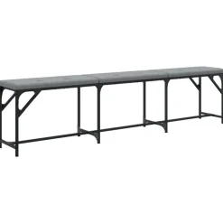 vidaXL Eetkamerbank 186x32x45 cm staal en stof lichtgrijs